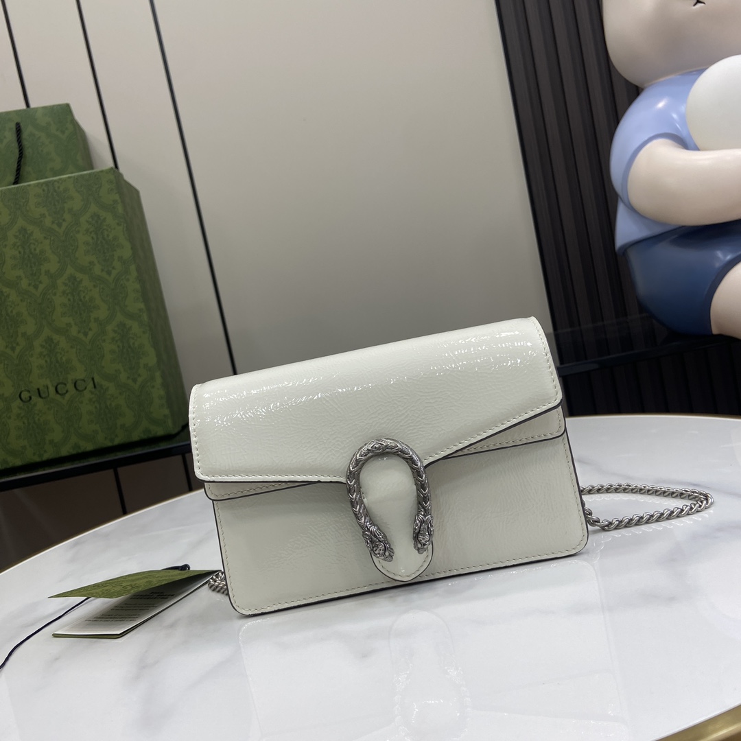 Bagsaaa Gvc*1 Dionysus S*per mini bag 795368 white patent - 17.5 x 11 x 6.5 cm