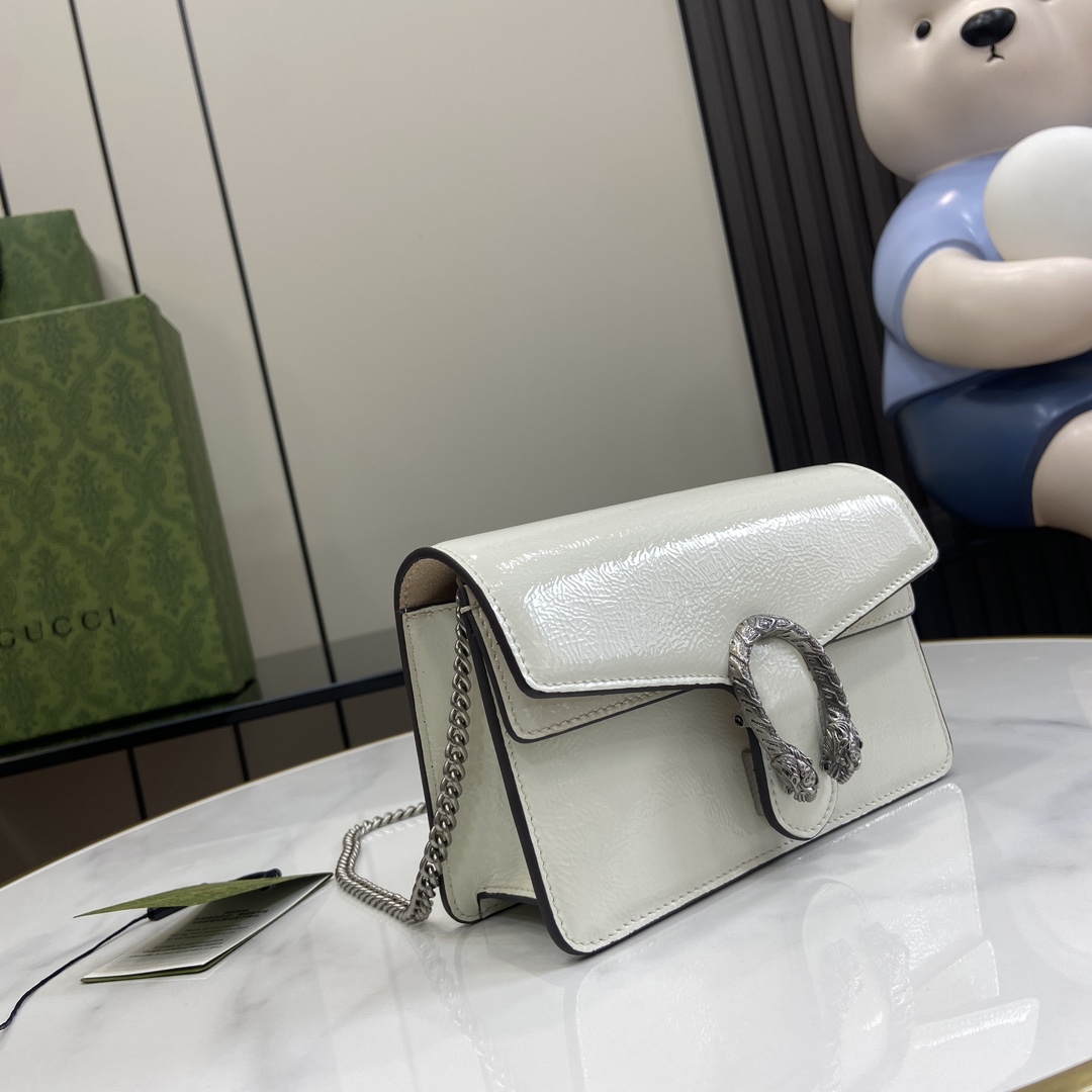 Bagsaaa Gvc*1 Dionysus S*per mini bag 795368 white patent - 17.5 x 11 x 6.5 cm