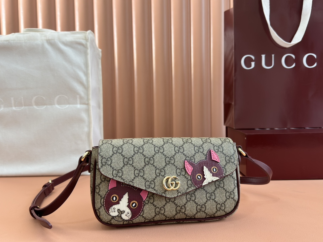 Bagsaaa Gvc*1 GG mini shoulder bag with cat detail 818764 - 22cm