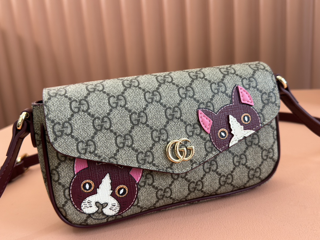 Bagsaaa Gvc*1 GG mini shoulder bag with cat detail 818764 - 22cm