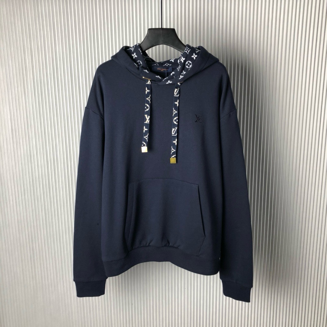 Bagsaaa L0vis Vvtt0n Cotton Hoodie Dark Blue