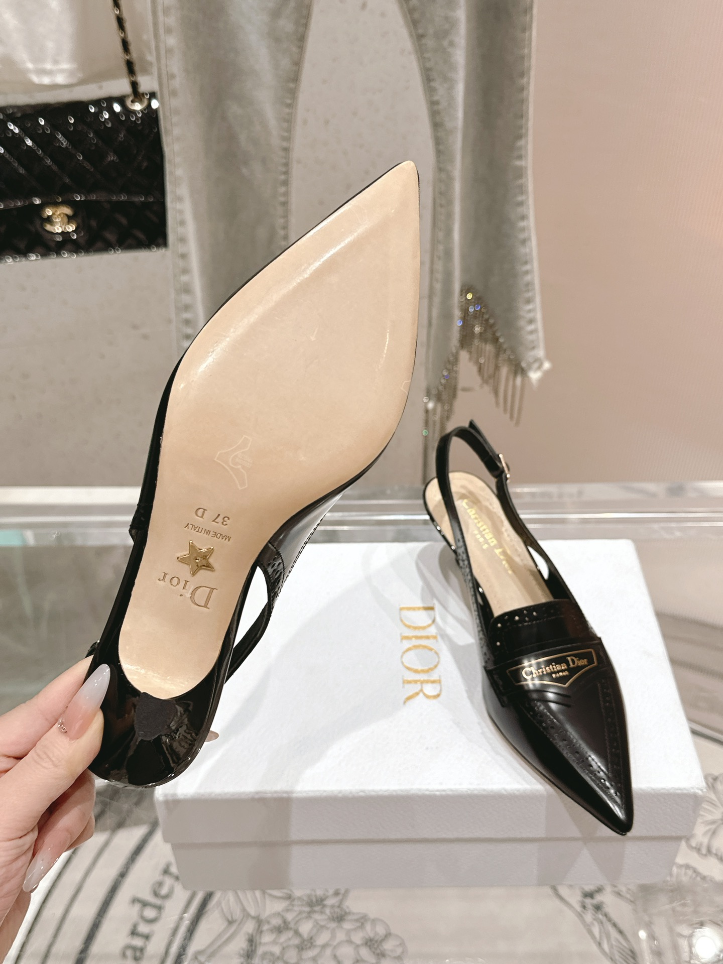 Bagsaaa D10r Boy Slingback Pump Black Calfskin