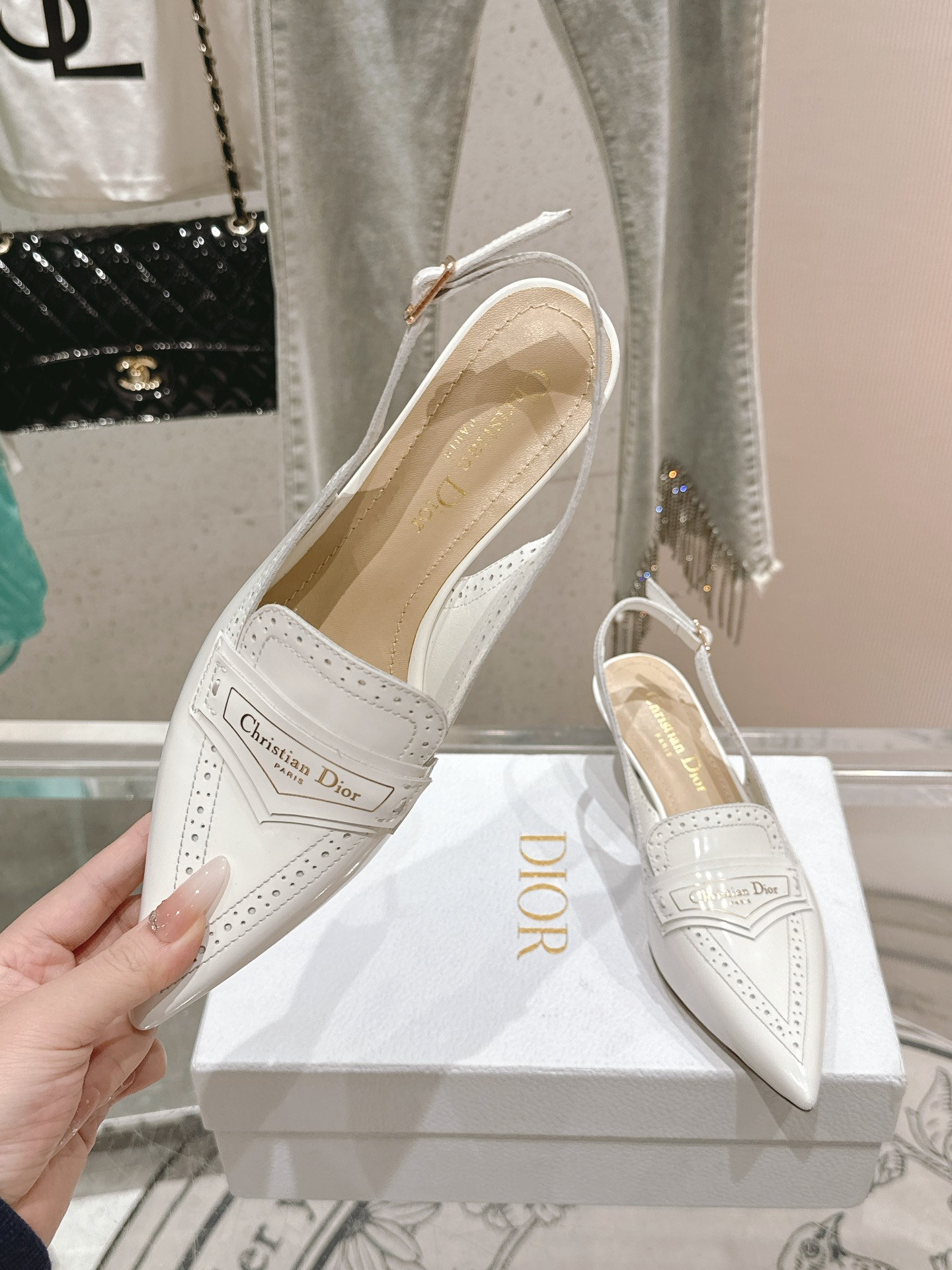 Bagsaaa D10r Boy Slingback Pump White Calfskin