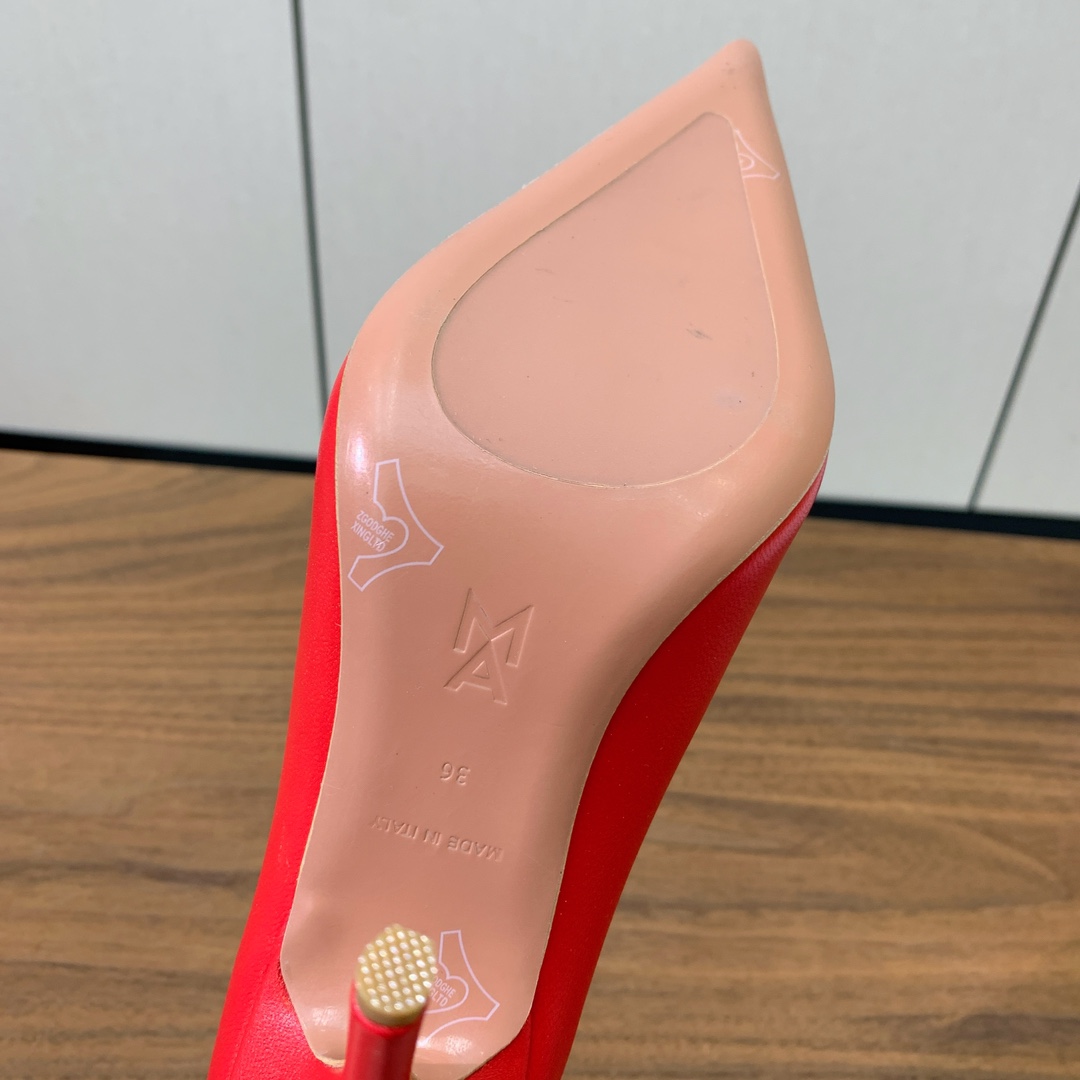 Bagsaaa Amina Muaddi Barbara Pump 105 Red Nappa