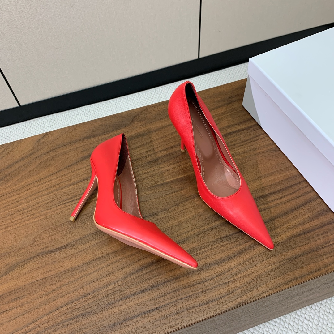 Bagsaaa Amina Muaddi Barbara Pump 105 Red Nappa