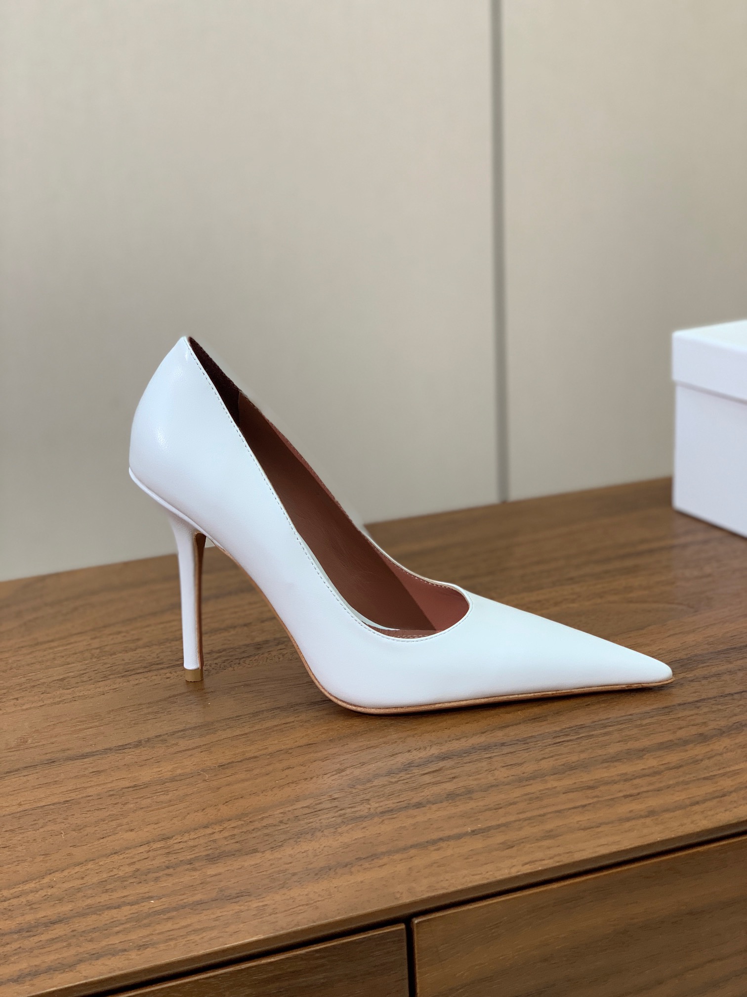 Bagsaaa Amina Muaddi Barbara Pump 105 White Nappa
