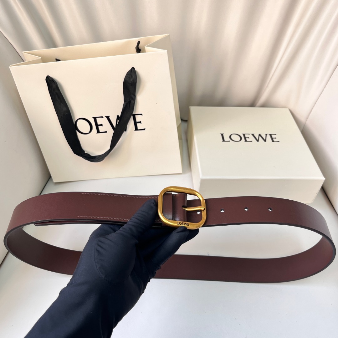 Bagsaaa L0ew* Rounded soft belt in classic calfskin brown - 3.5cm