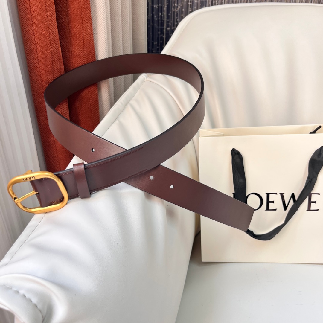 Bagsaaa L0ew* Rounded soft belt in classic calfskin brown - 3.5cm