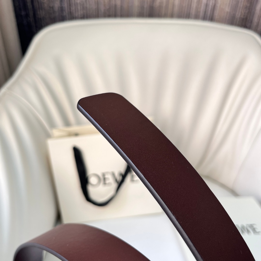 Bagsaaa L0ew* Rounded soft belt in classic calfskin brown - 3.5cm