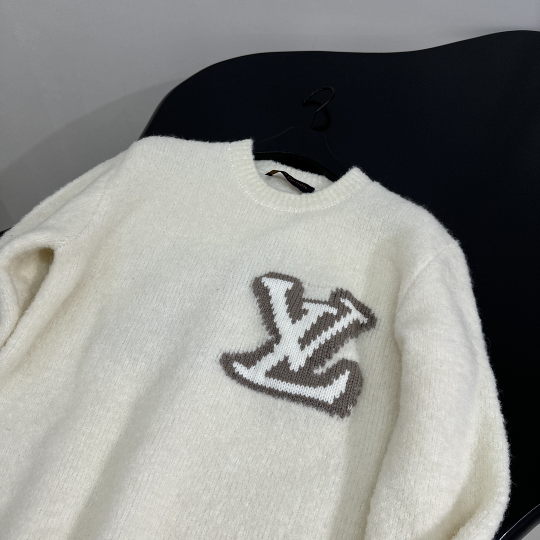 Bagsaaa LV Intarsia Crewneck Milky White