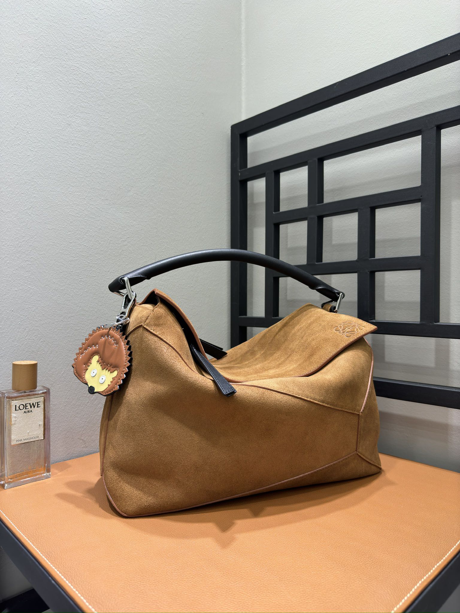 Bagsaaa L0ew* Puzzle Edge Large Suede Messenger Bag Brown - 33cm