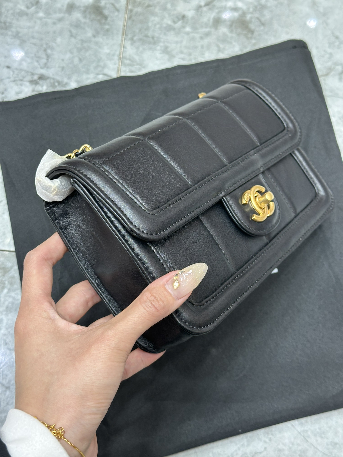 Bagsaaa Ch**el AS5249 Mini Flap Bag Black - 19.5cm