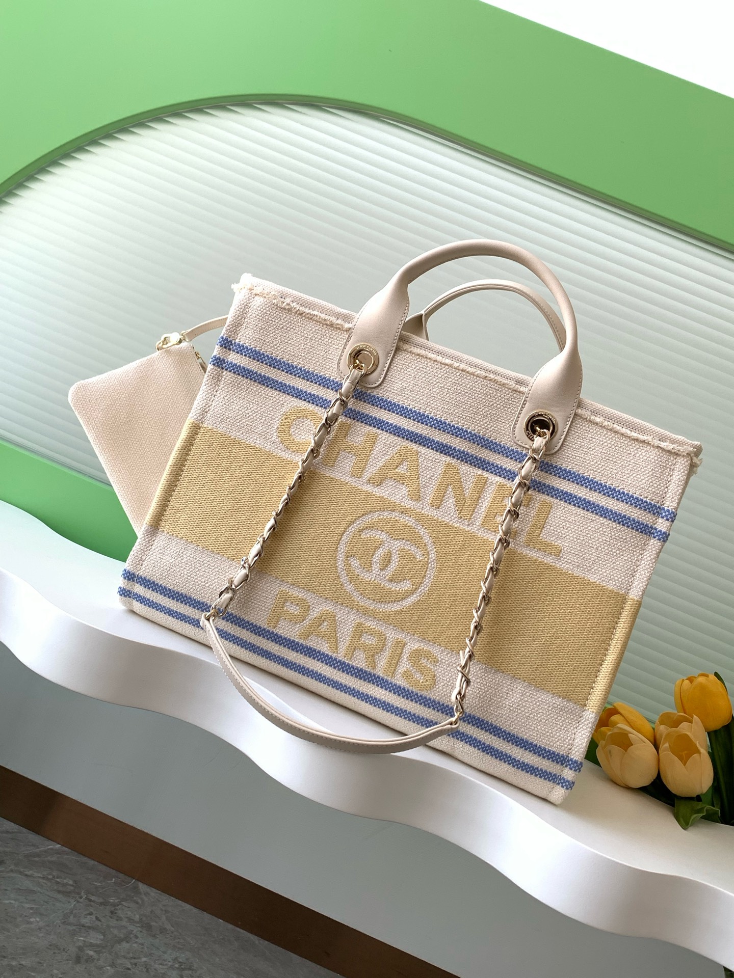 Bagsaaa Ch**el Shopping Bag AS3351 Cotton Canvas - 26 x 41 x 17cm