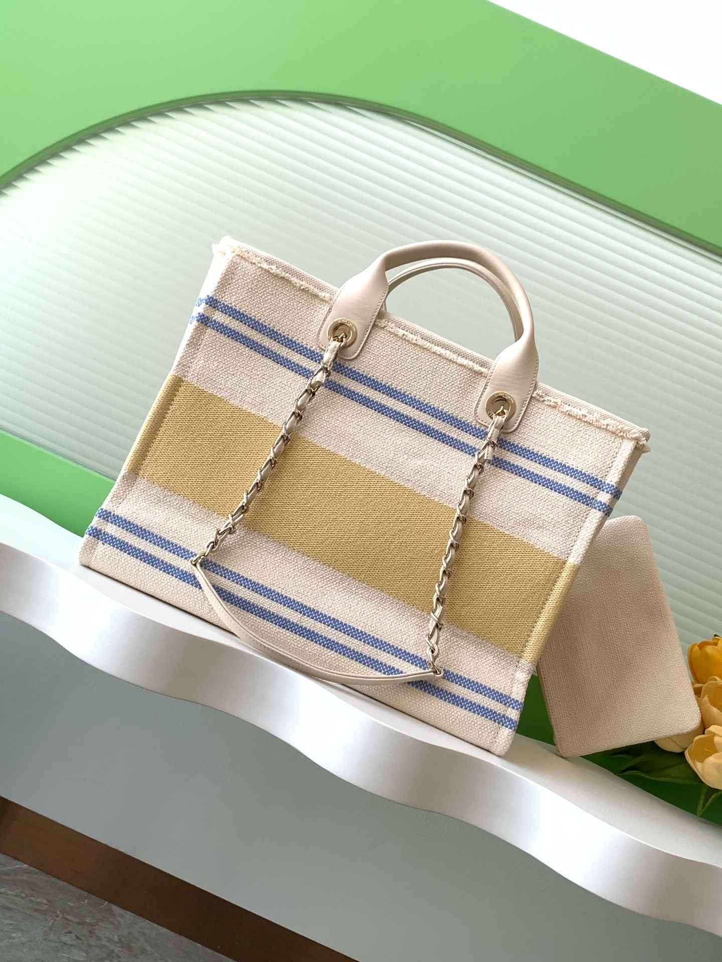 Bagsaaa Ch**el Shopping Bag AS3351 Cotton Canvas - 26 x 41 x 17cm