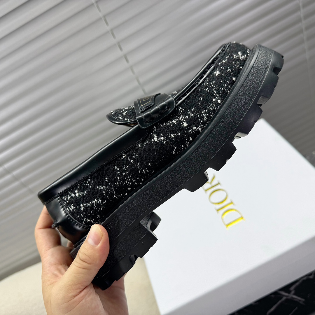 Bagsaaa D10r Boy Platform Loafer Black and White Cannage Tweed