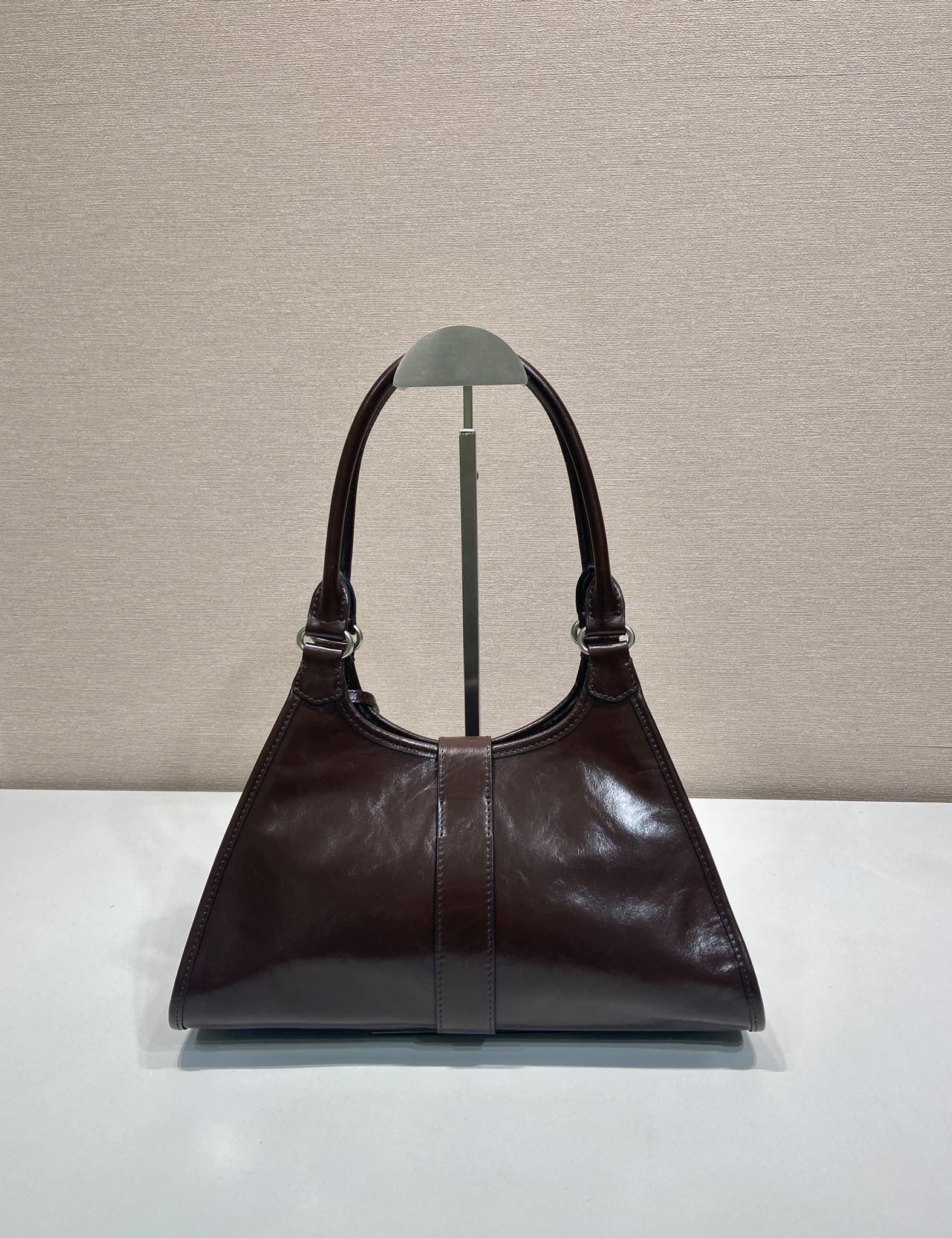 Bagsaaa Pra*a Medium leather tote bag 1BG563 Dark Brown - 30.5cm