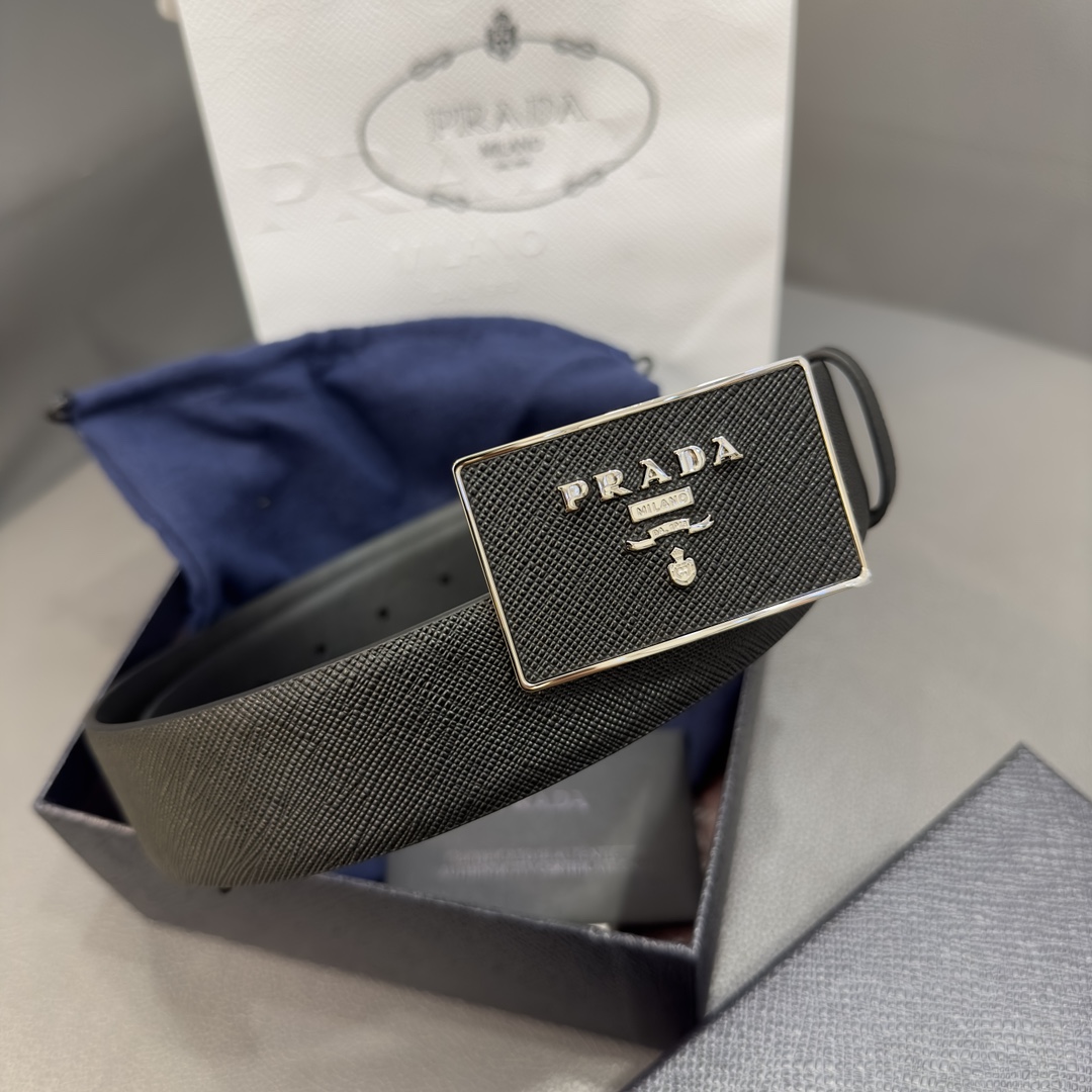 Bagsaaa Pra*a Saffiano leather belt black