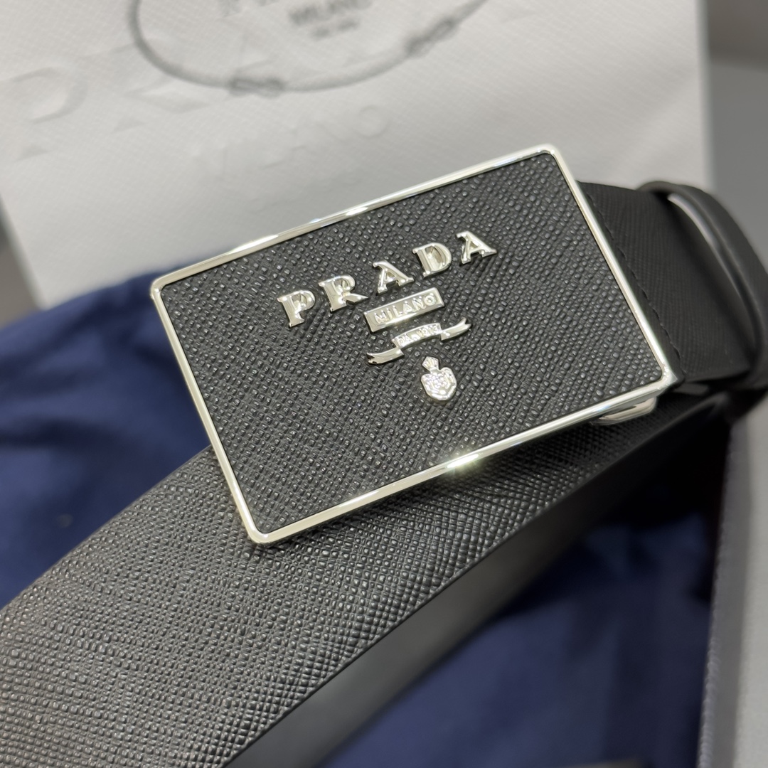 Bagsaaa Pra*a Saffiano leather belt black