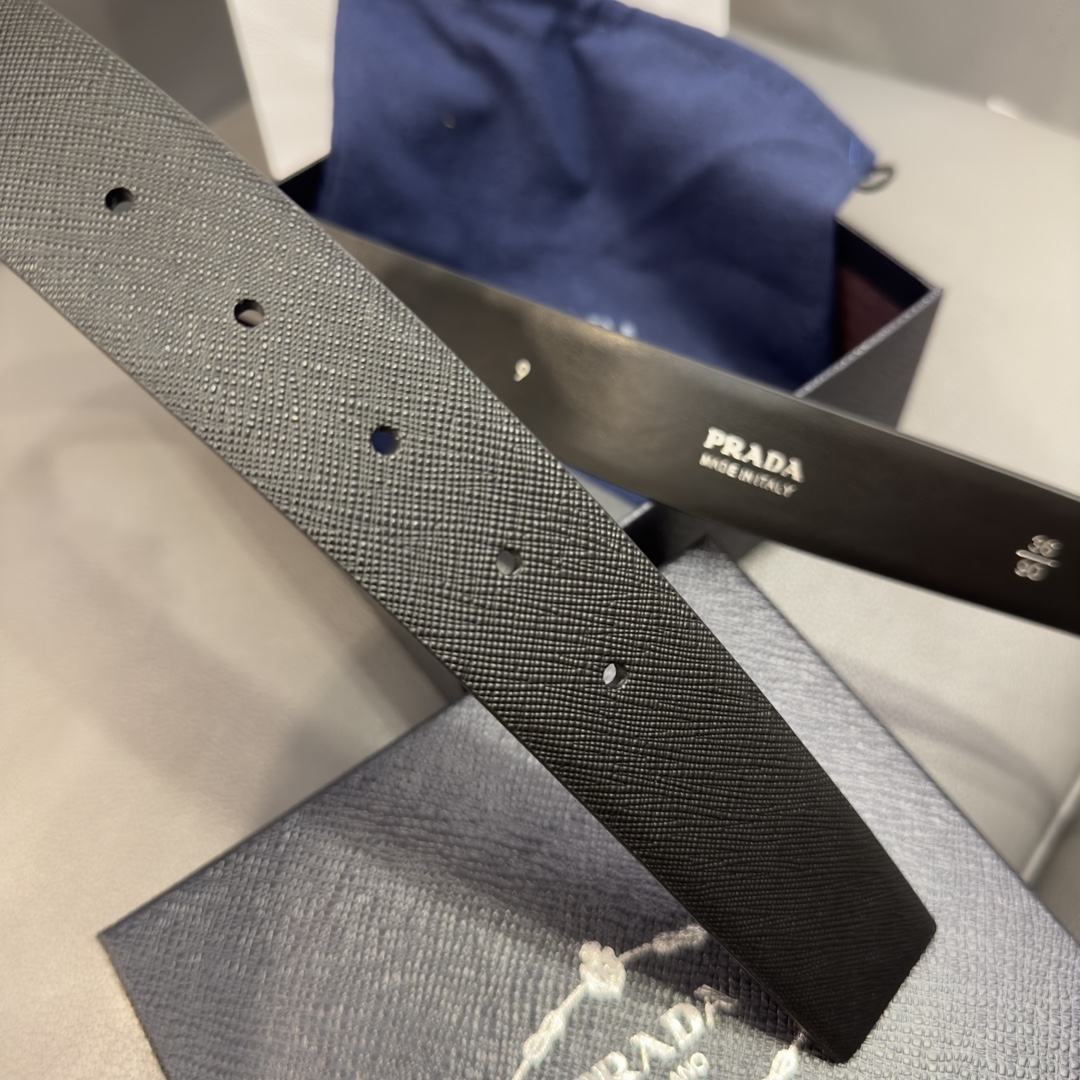 Bagsaaa Pra*a Saffiano leather belt black