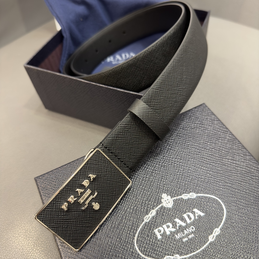 Bagsaaa Pra*a Saffiano leather belt black