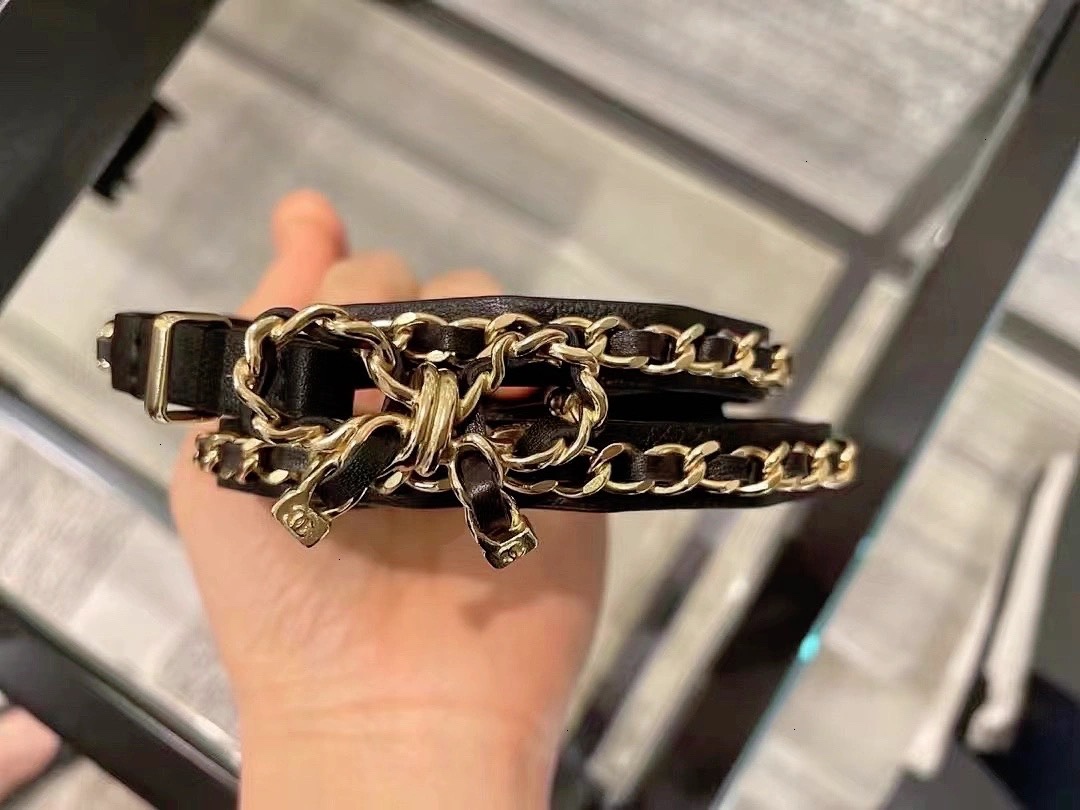 Bagsaaa Ch**el CC Logo Chain Belt black bow