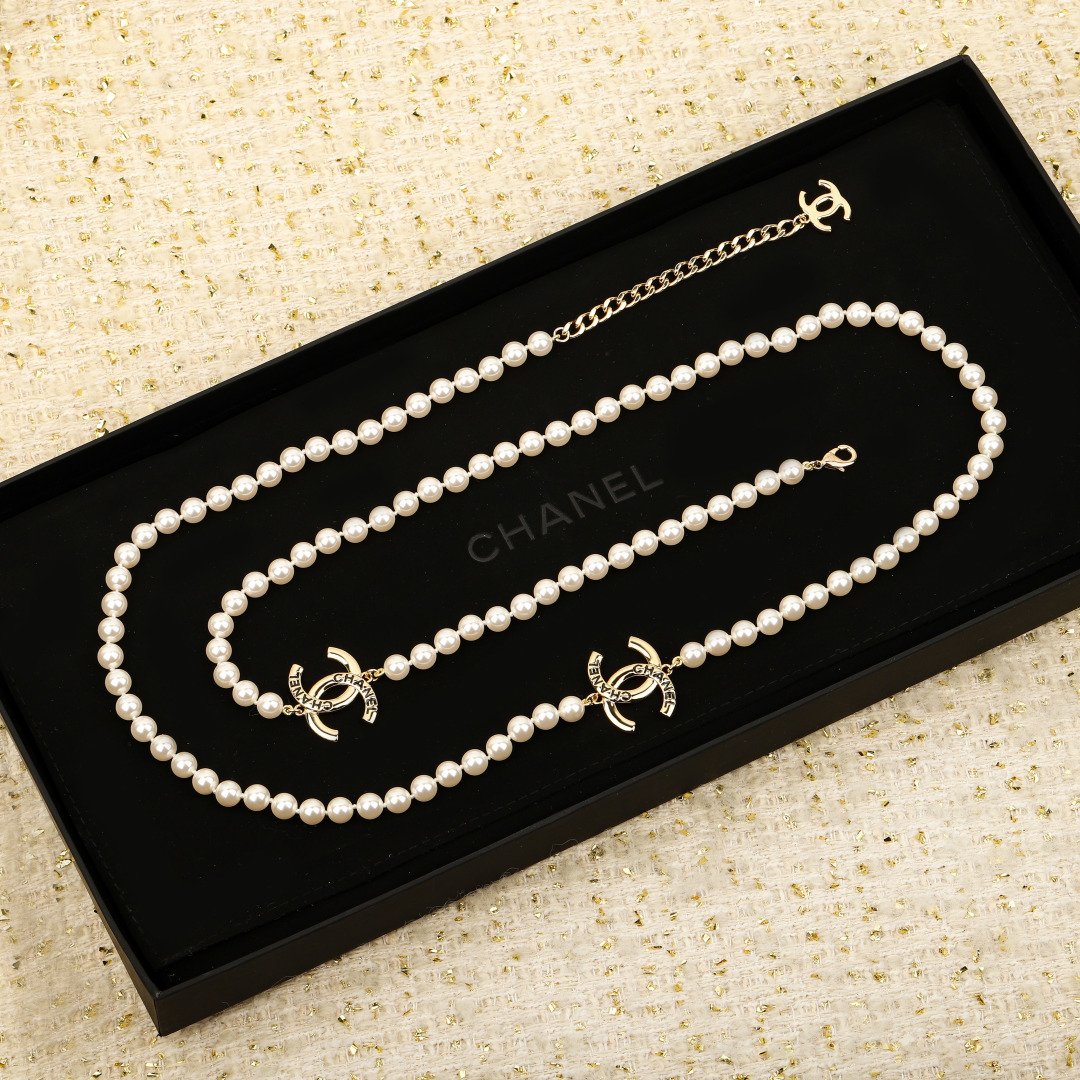 Bagsaaa Ch**el Long Pearl Necklace