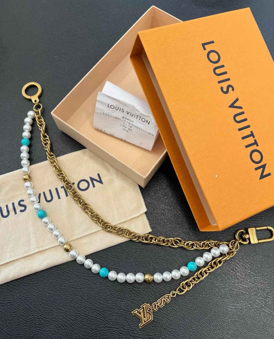 Bagsaaa L0vis Vvtt0n M02097 Pearls Chain Belt and Bag Charm