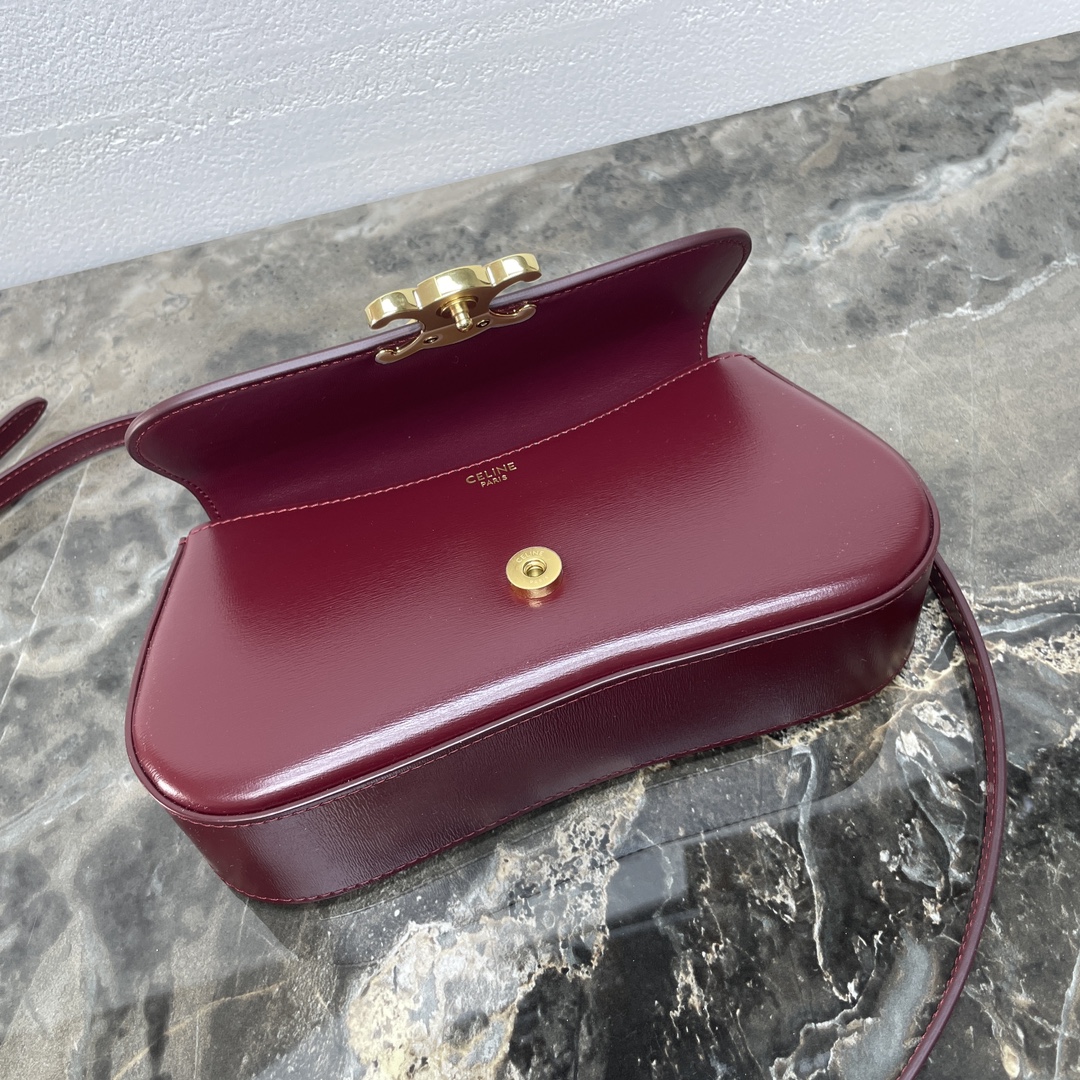 Bagsaaa Teen Ce1i*e Lola In Shiny Calfskin 119533 Burgundy - 20 x 11.5 x 5 CM