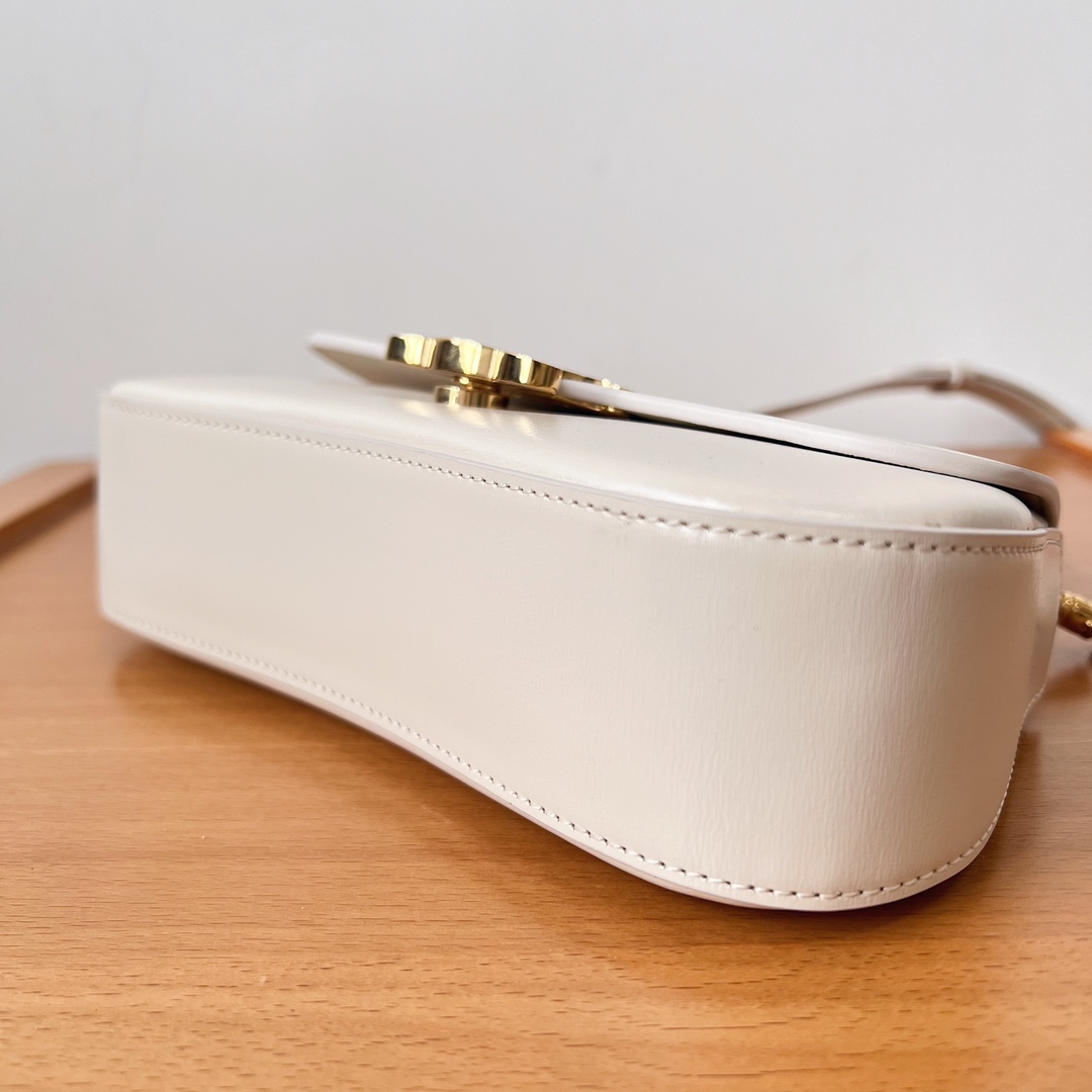 Bagsaaa Teen Ce1i*e Lola In Shiny Calfskin 119533 White Cotton - 20 x 11.5 x 5 CM