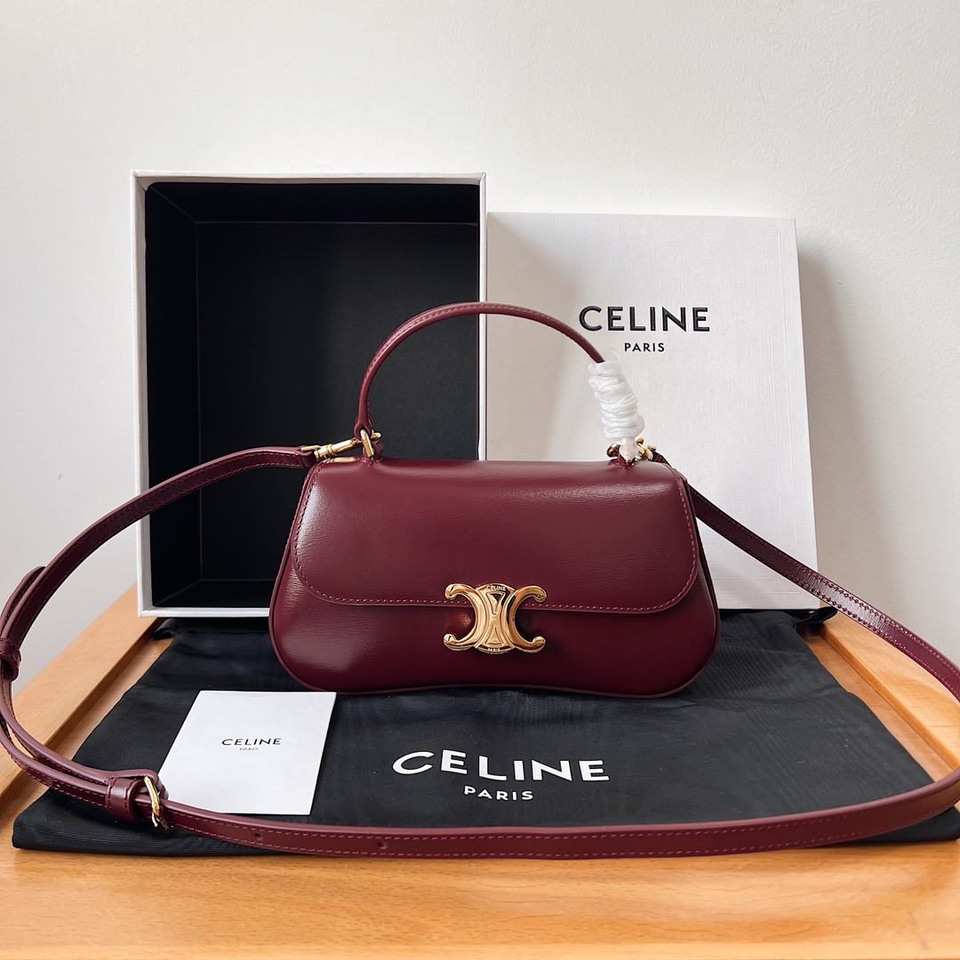 Bagsaaa Teen Ce1i*e Lola In Shiny Calfskin 119533 Burgundy - 20 x 11.5 x 5 CM