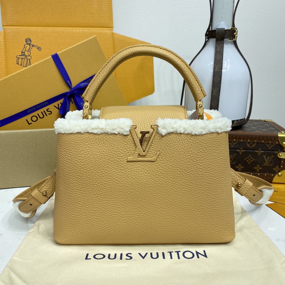 Bagsaaa L0vis Vvtt0n M59267 Capucines BB Bag Light Brown leather and shearling - 27cm
