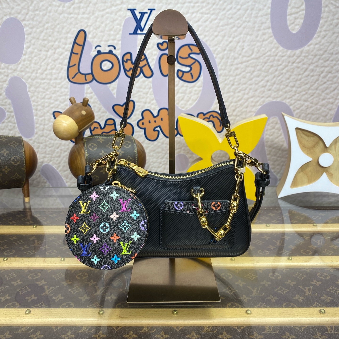 Bagsaaa M13099 LV x TM Marellini Black/Multicolored - 19 x 13.5 x 6.5 cm
