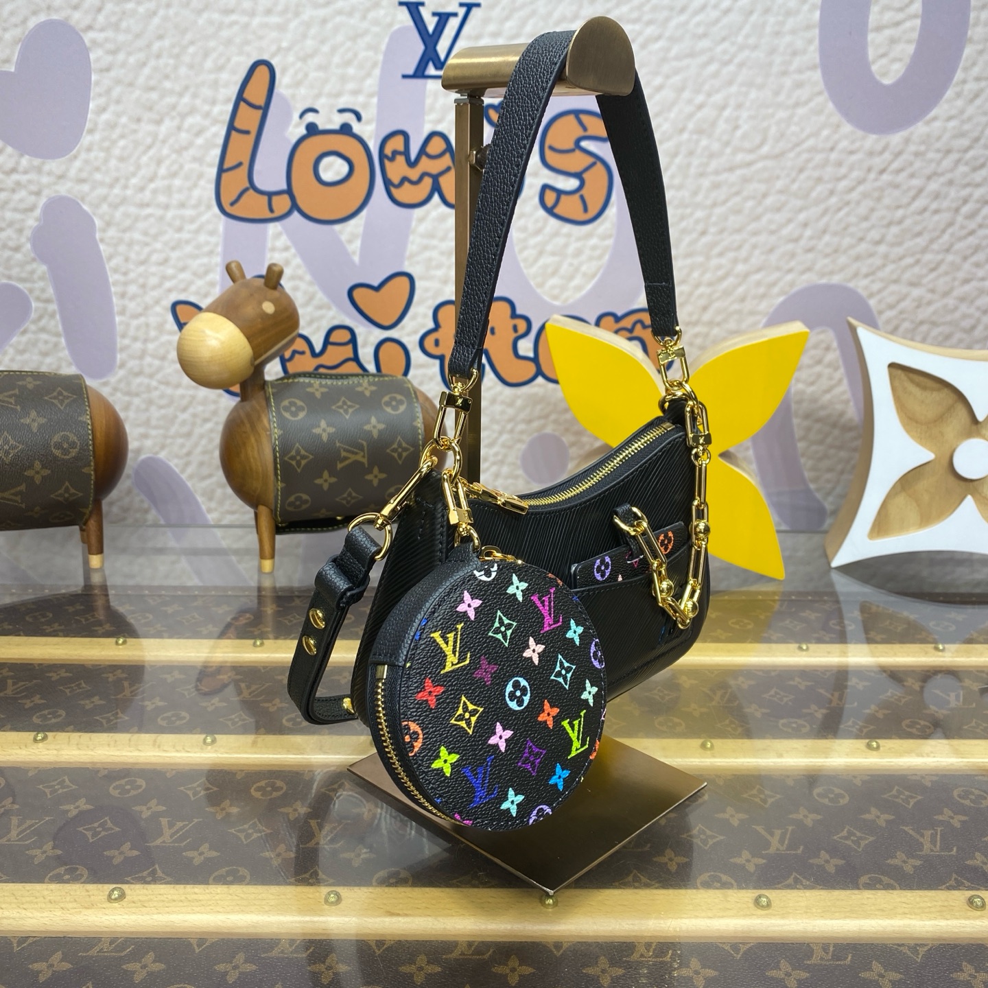 Bagsaaa M13099 LV x TM Marellini Black/Multicolored - 19 x 13.5 x 6.5 cm
