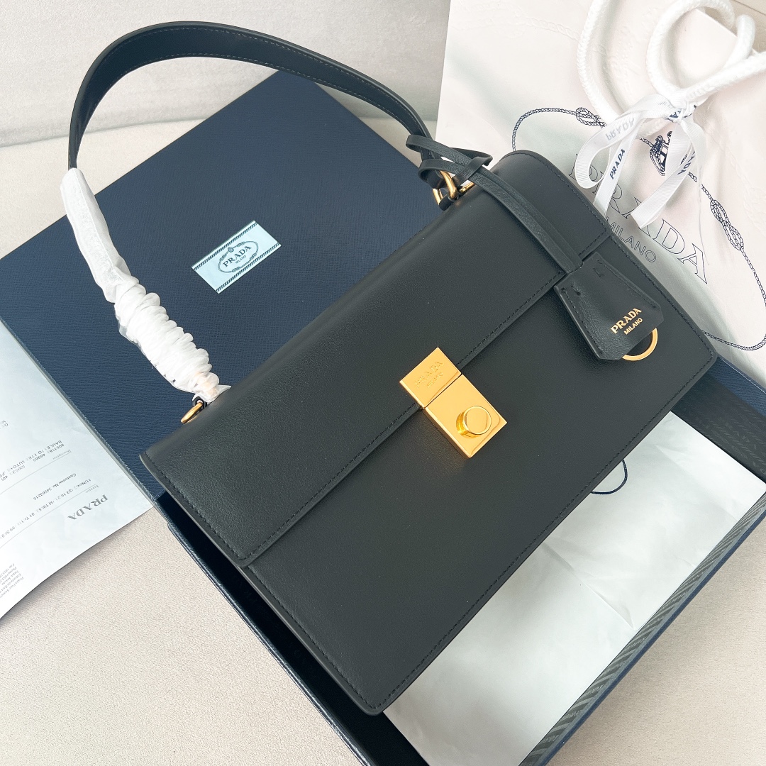 Bagsaaa Pra*a Medium leather shoulder bag 1BN023 black - 28cm