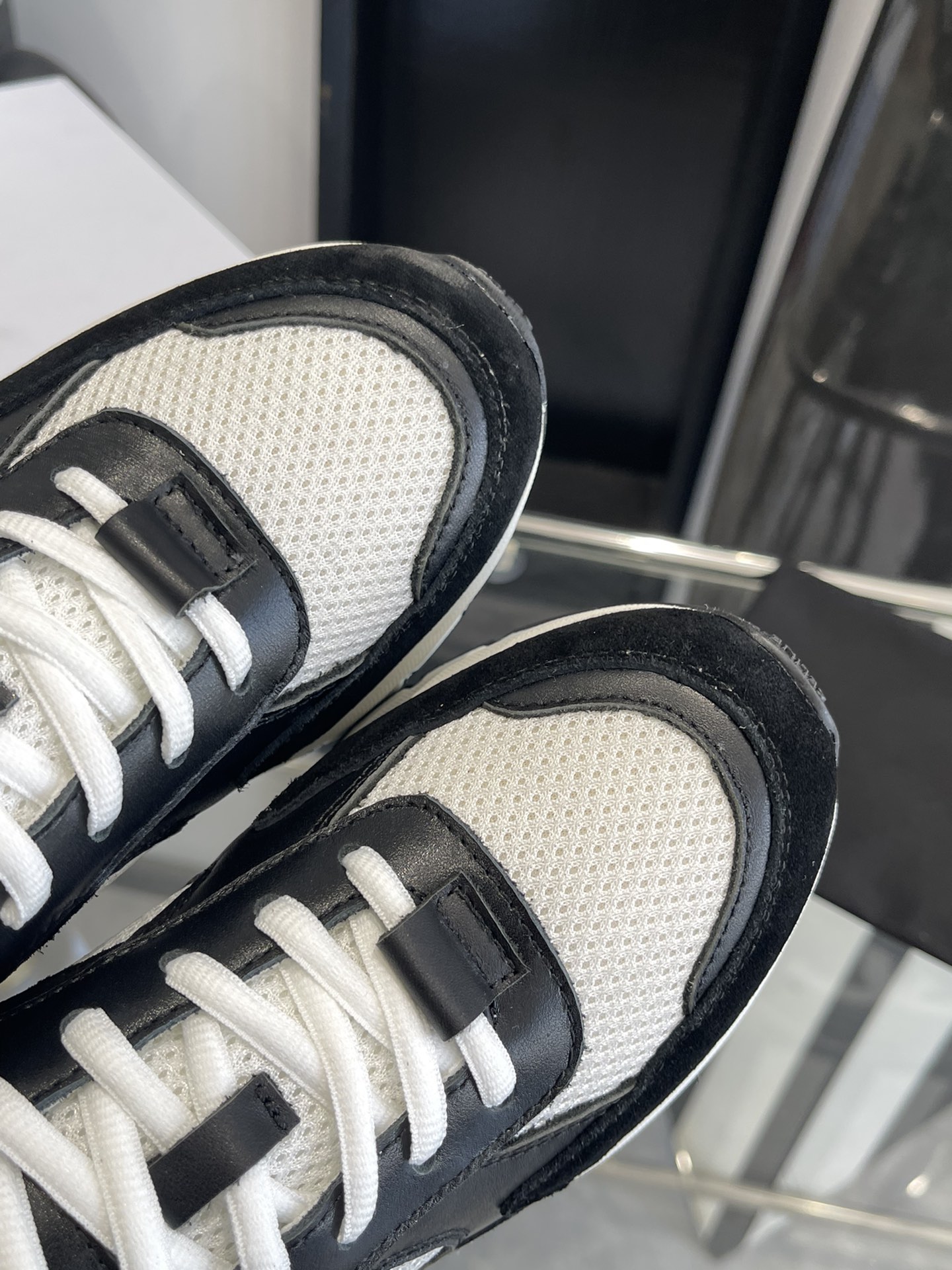 Bagsaaa Ce1i*e Runner Cr-03 Low Lace-Up Sneaker In Mesh, Suede & Calfskin Black