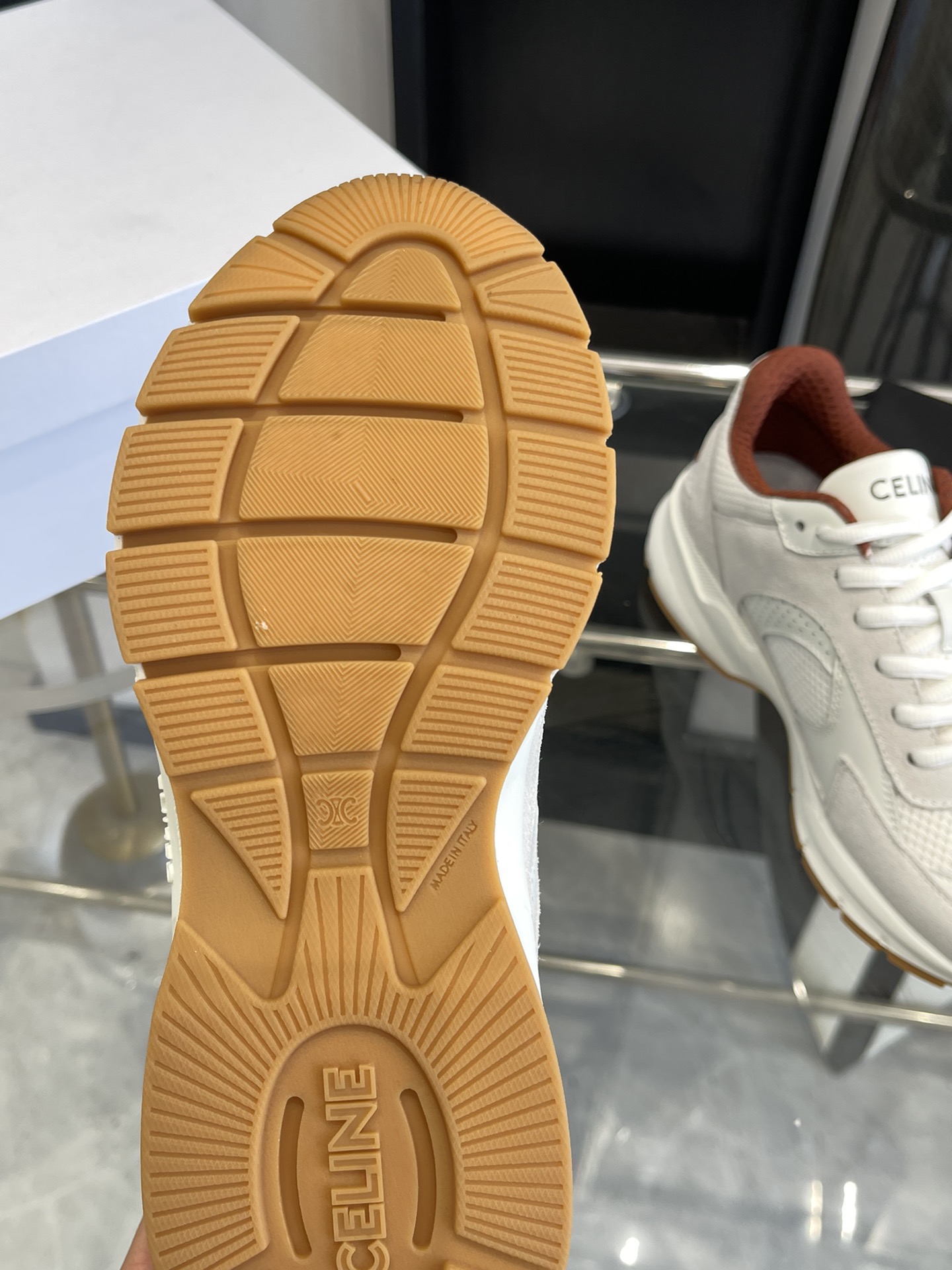 Bagsaaa Ce1i*e Runner Cr-03 Low Lace-Up Sneaker In Mesh, Suede & Calfskin Beige & Burgundy