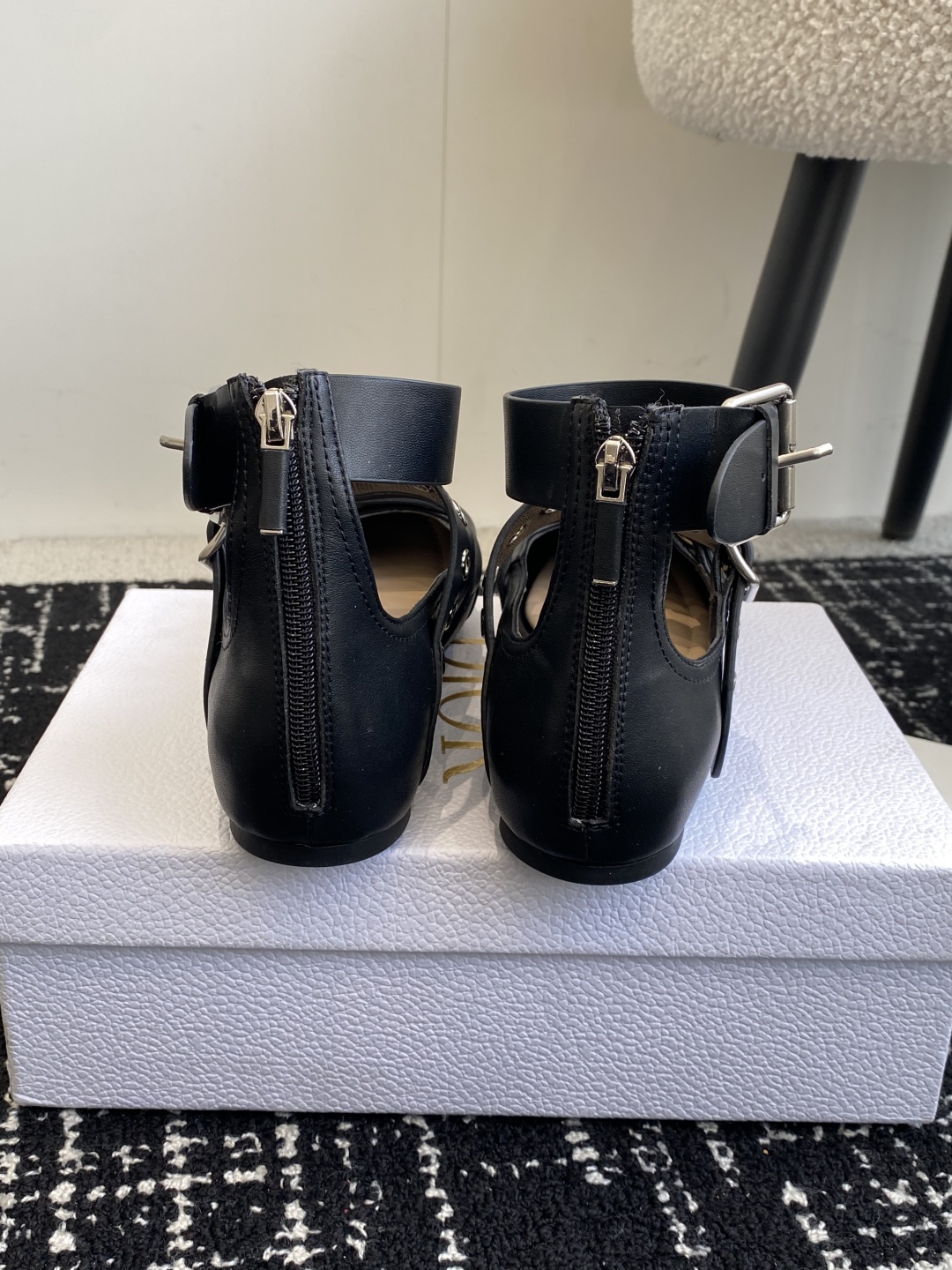 Bagsaaa D10r Punk Ballet Flat Black S*pple Calfskin