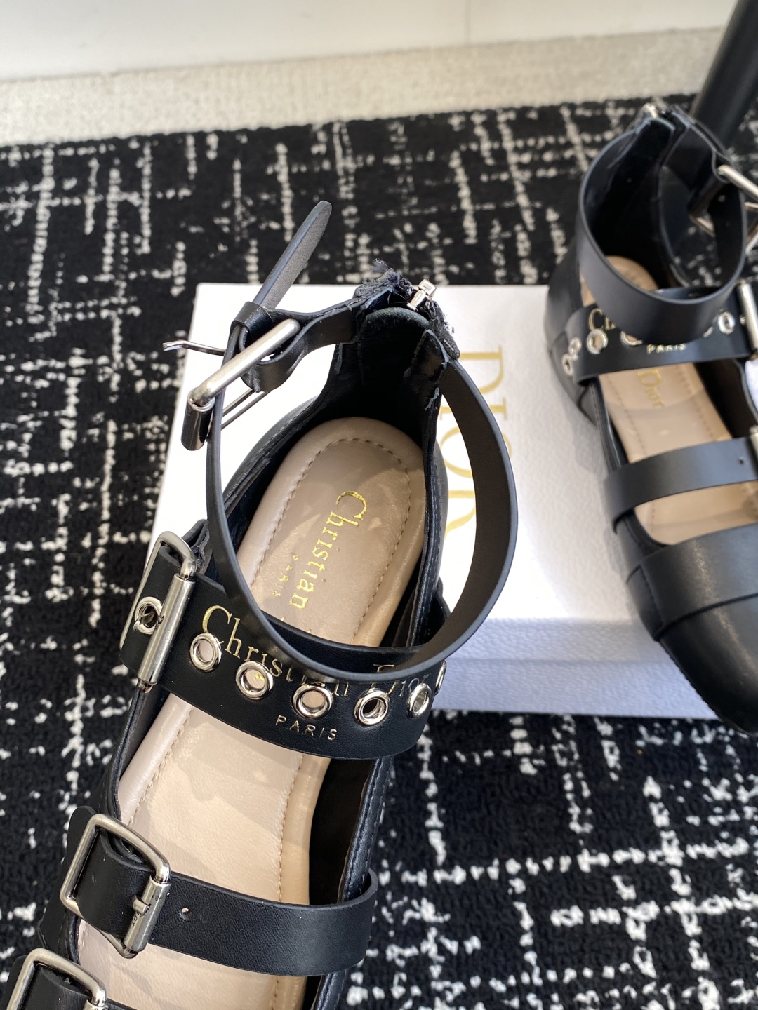 Bagsaaa D10r Punk Ballet Flat Black S*pple Calfskin