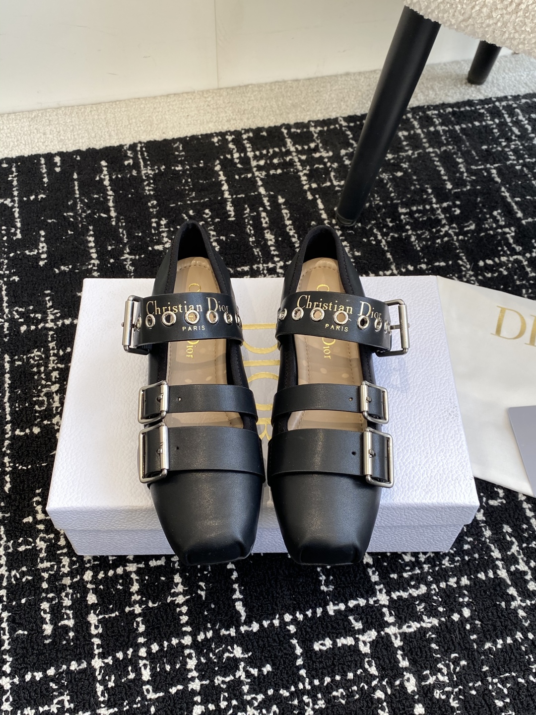 Bagsaaa D10r Punk Ballet Flat Black S*pple Calfskin S900