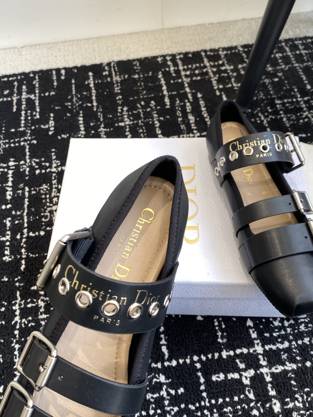 Bagsaaa D10r Punk Ballet Flat Black S*pple Calfskin S900