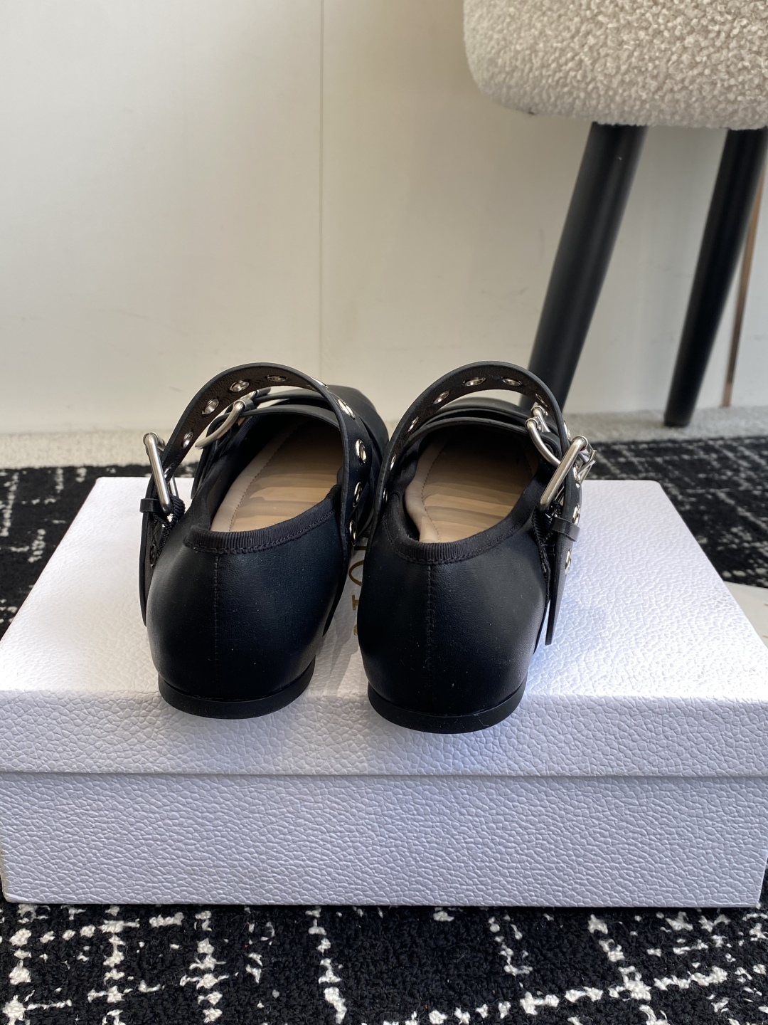 Bagsaaa D10r Punk Ballet Flat Black S*pple Calfskin S900