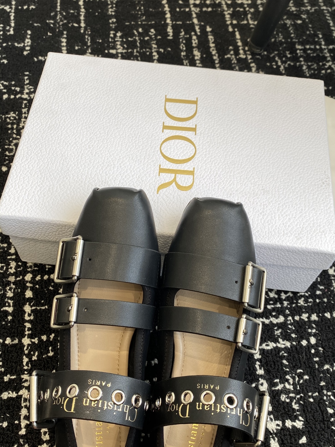 Bagsaaa D10r Punk Ballet Flat Black S*pple Calfskin S900