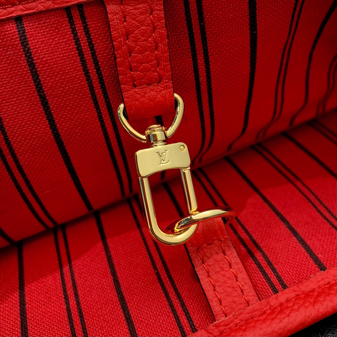 Bagsaaa LV M12708 Neverfull Reversible Bandoulière Inside Out MM Tote Bag Red - 31 x 28 x 14 cm