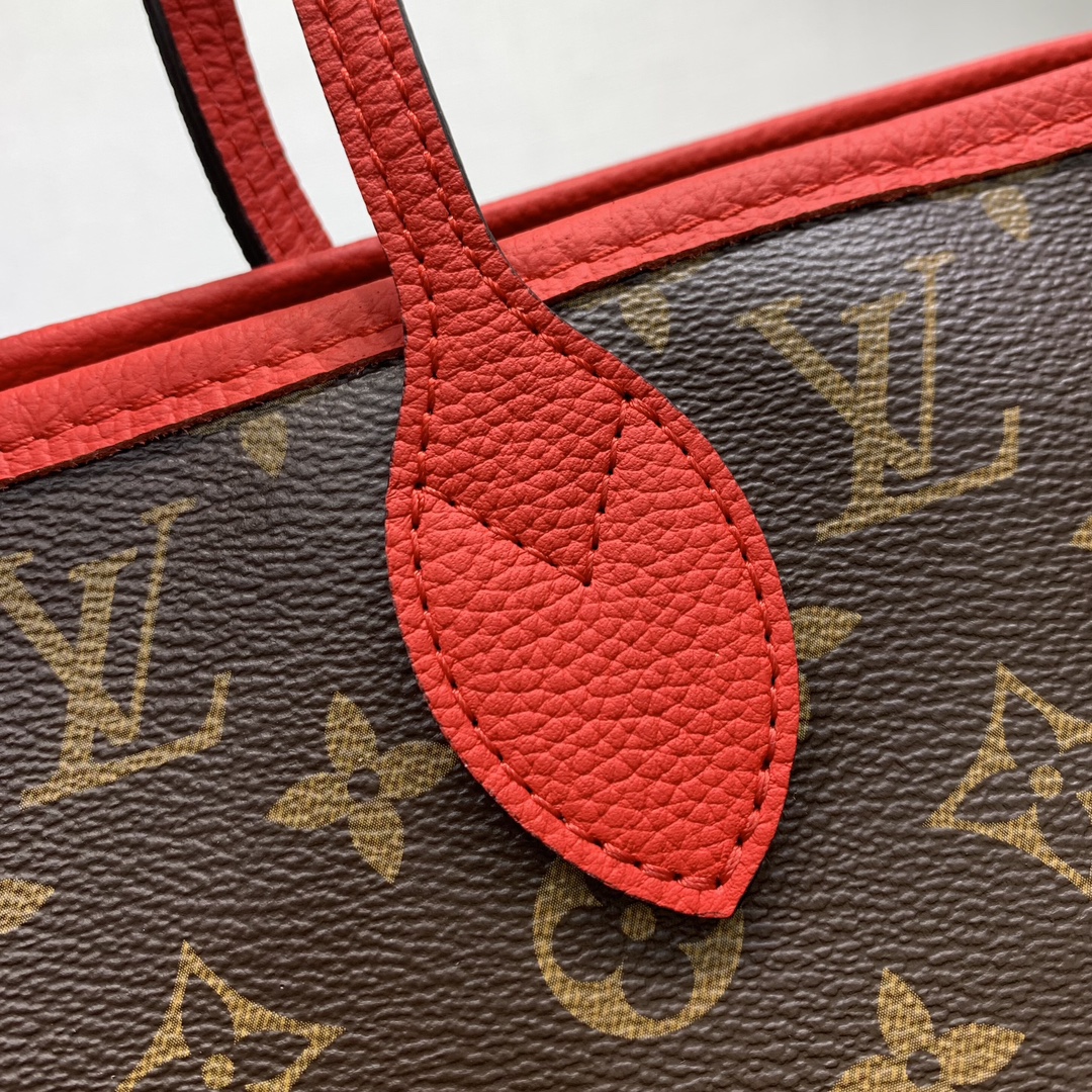 Bagsaaa LV M12708 Neverfull Reversible Bandoulière Inside Out MM Tote Bag Red - 31 x 28 x 14 cm