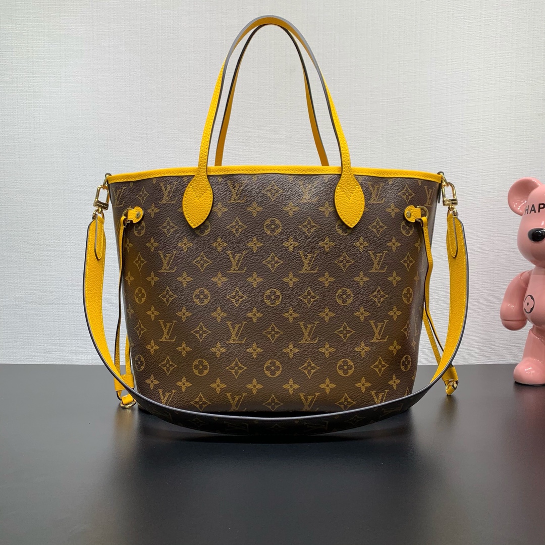 Bagsaaa LV M12779 Neverfull Reversible Bandoulière Inside Out MM Tote Bag Yellow - 31 x 28 x 14 cm