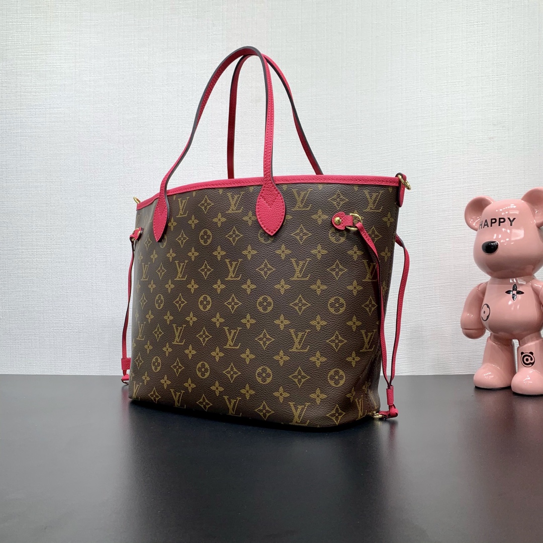 Bagsaaa LV M12707 Neverfull Reversible Bandoulière Inside Out MM Tote Bag Pink - 31 x 28 x 14 cm