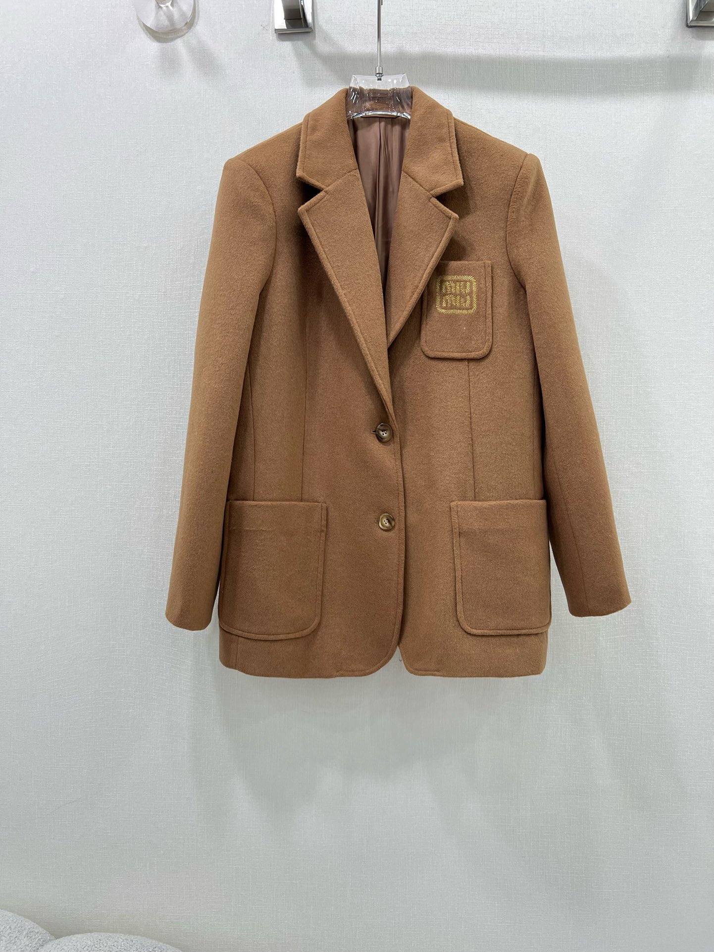 Bagsaaa M1um1u Single-breasted camel-hair jacket Camel Brown