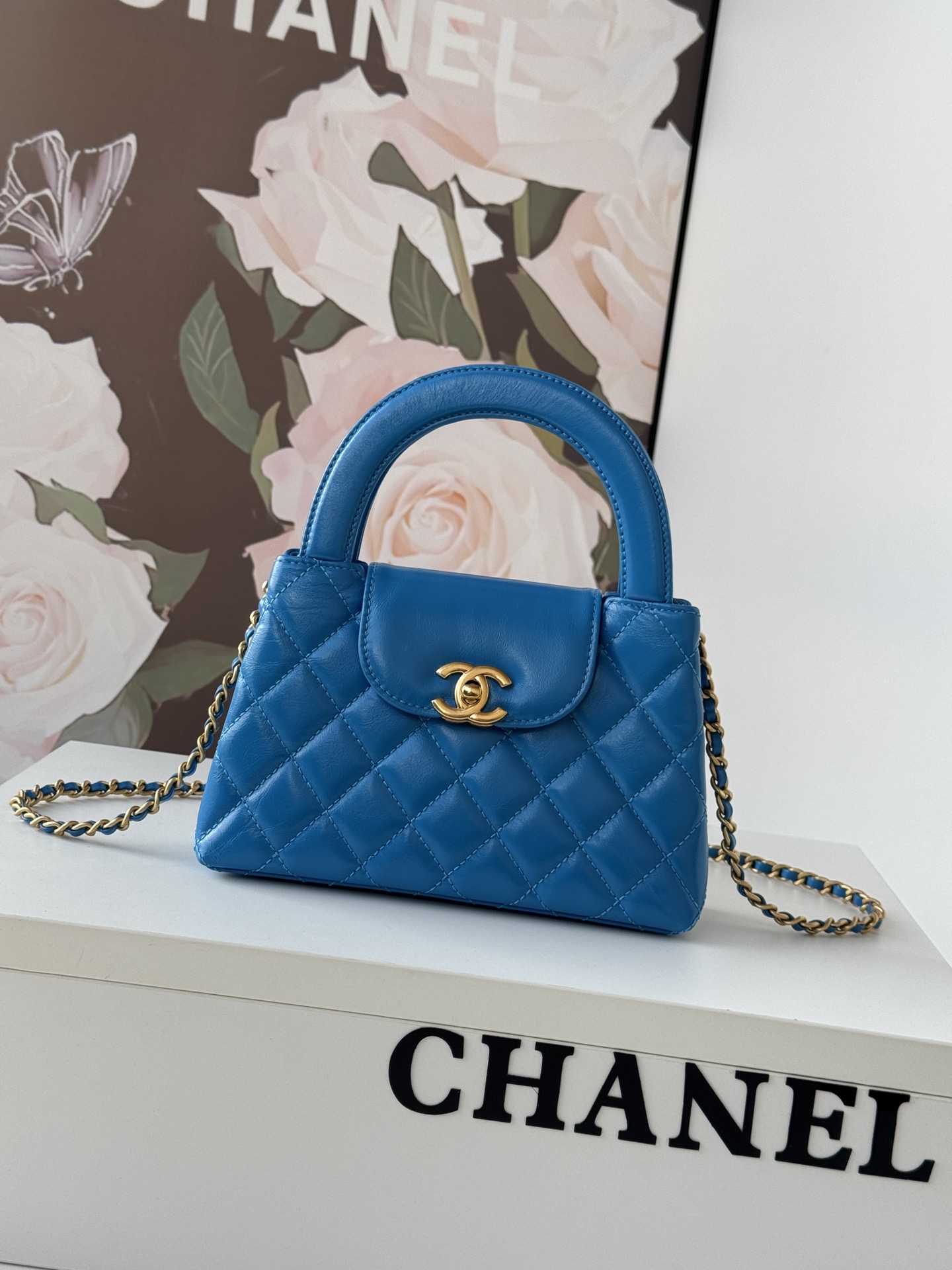 Bagsaaa Ch**el Kelly Mini Bag Blue - 19x13x7 cm
