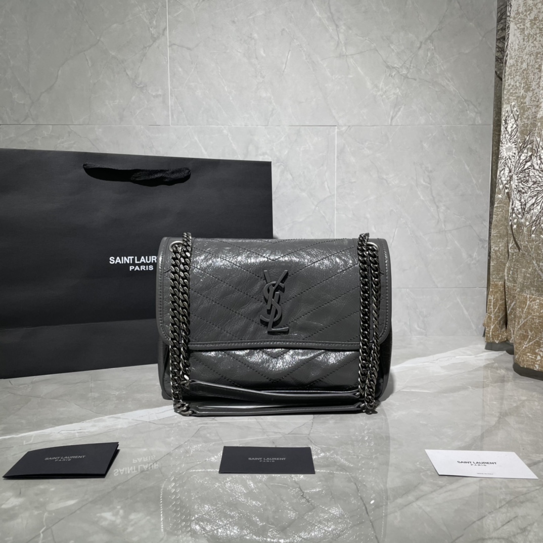 Bagsaaa Y51 niki medium in vintage leather 633158 gray - 28cm