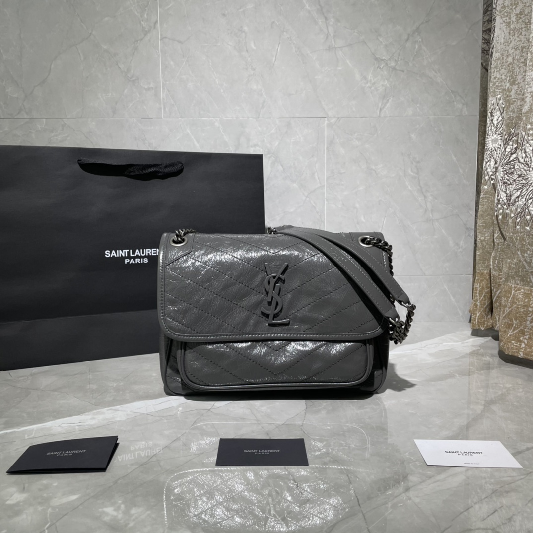 Bagsaaa Y51 niki medium in vintage leather 633158 gray - 28cm